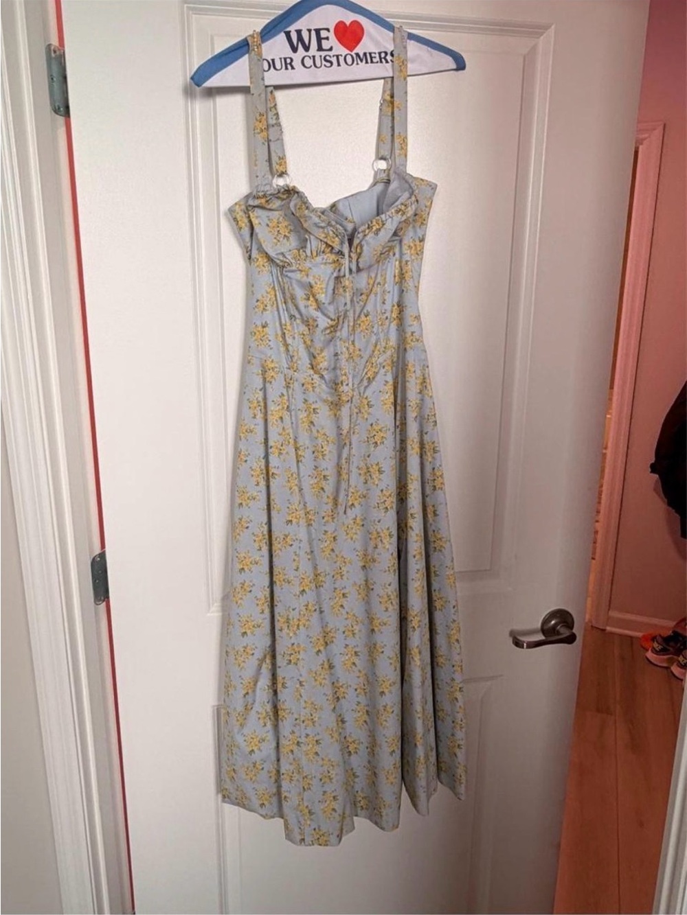 House of CB Light Blue Floral Sundress with Yellow flowers